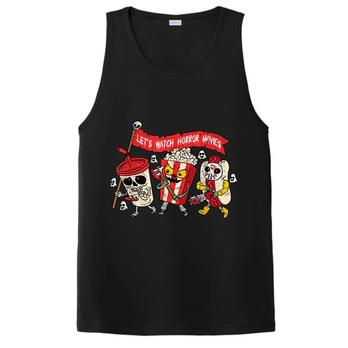 Lets Watch Horror Movies Halloween Funny Ghost Skeleton Performance Tank