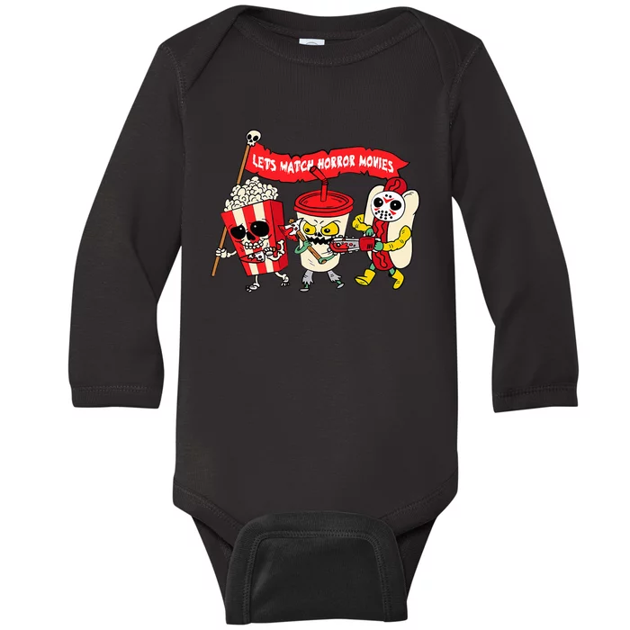 Lets Watch Horror Movies Funny Halloween Costume Spooky Baby Long Sleeve Bodysuit