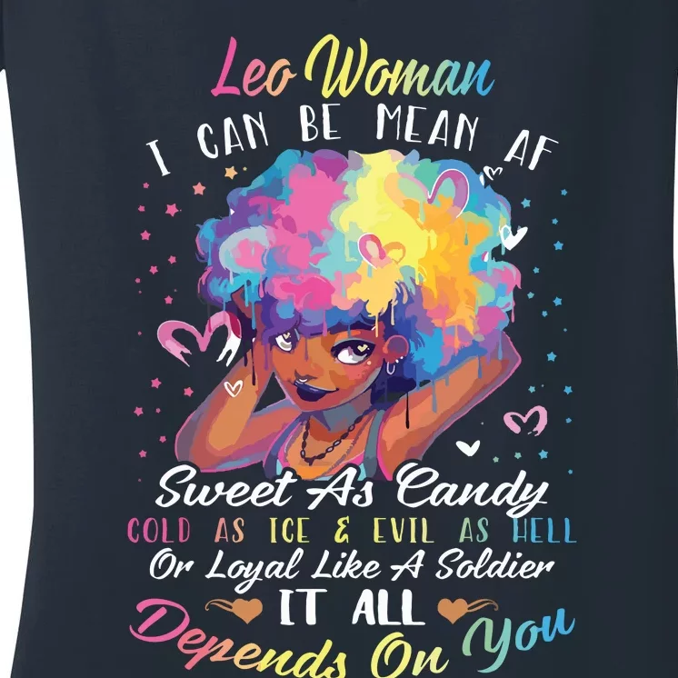 Leo Woman Im A Leo Girl Shirts For Women Women's V-Neck T-Shirt