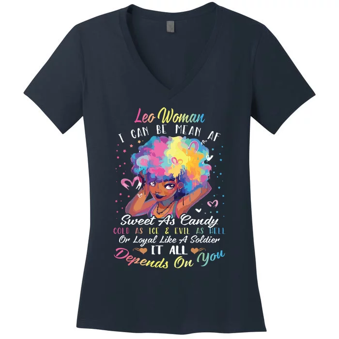 Leo Woman Im A Leo Girl Shirts For Women Women's V-Neck T-Shirt