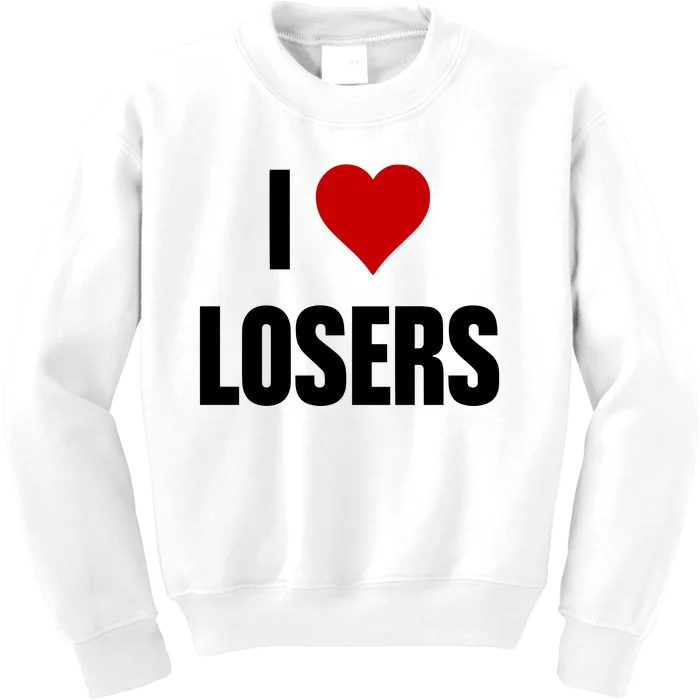 Linabob Wearing I Love Losers Kids Sweatshirt