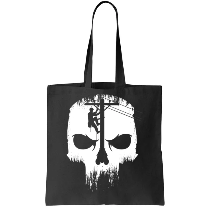 Lineman Worker Journeyman Skull Line Man Patriotic Labor Day Tote Bag