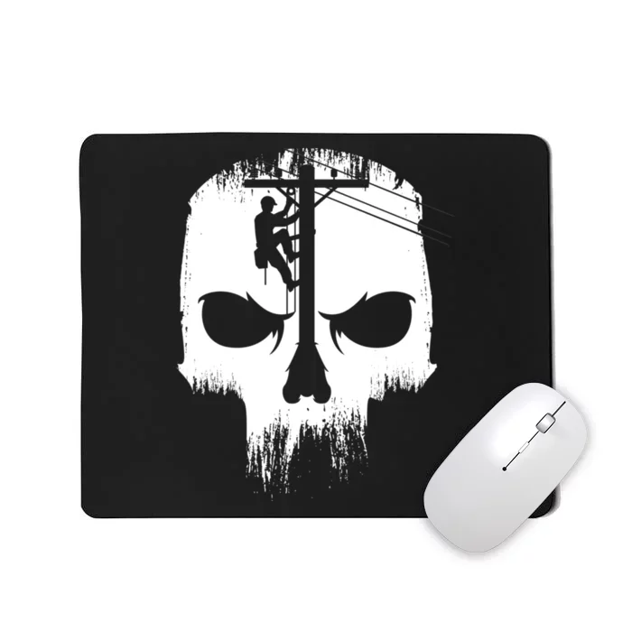 Lineman Worker Journeyman Skull Line Man Patriotic Labor Day Mousepad