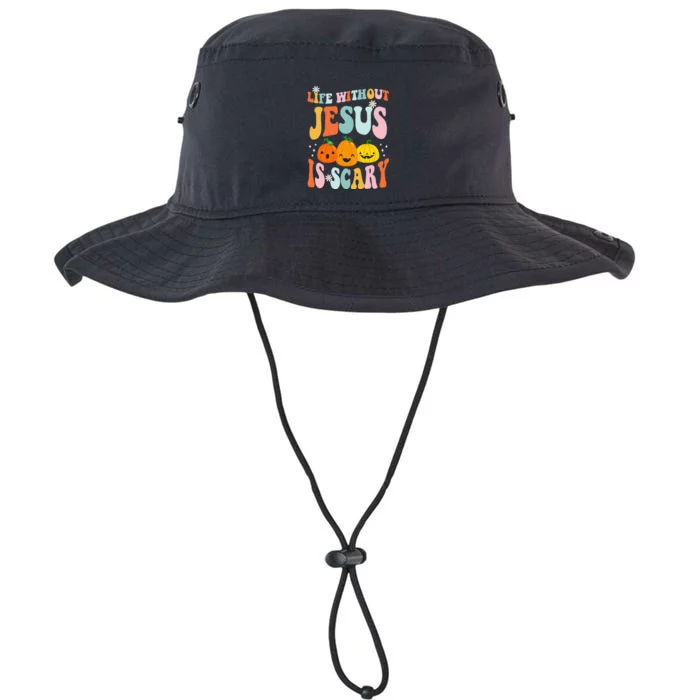 Life Without Jesus Is Scary Fun Halloween Pumpkin Christian Catholic Legacy Cool Fit Booney Bucket Hat