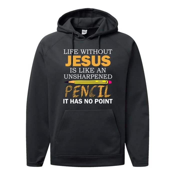 Life Without Jesus Funny Christian Religious Faith Performance Fleece Hoodie