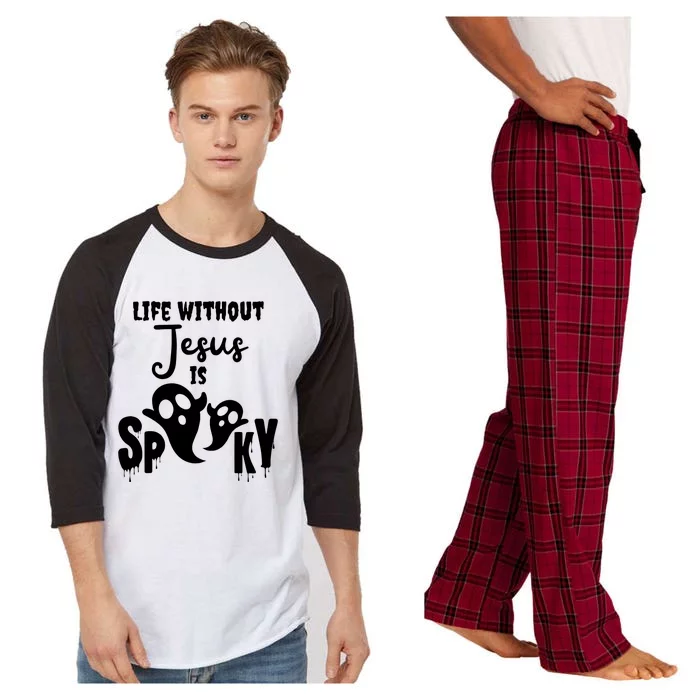 Life Without Jesus Is Spooky Ghost Christian Halloween Raglan Sleeve Pajama Set