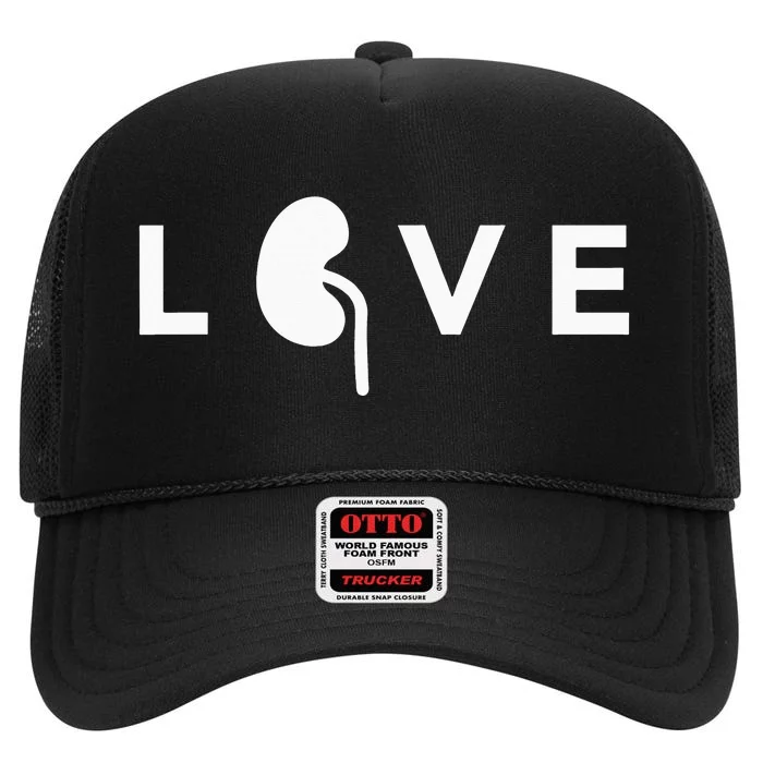 Love World Kidney Day Awareness Campaign Saying High Crown Mesh Trucker Hat