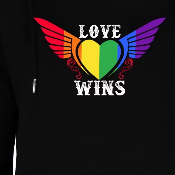 Love Wins Lgbt Pride Motif Womens Funnel Neck Pullover Hood