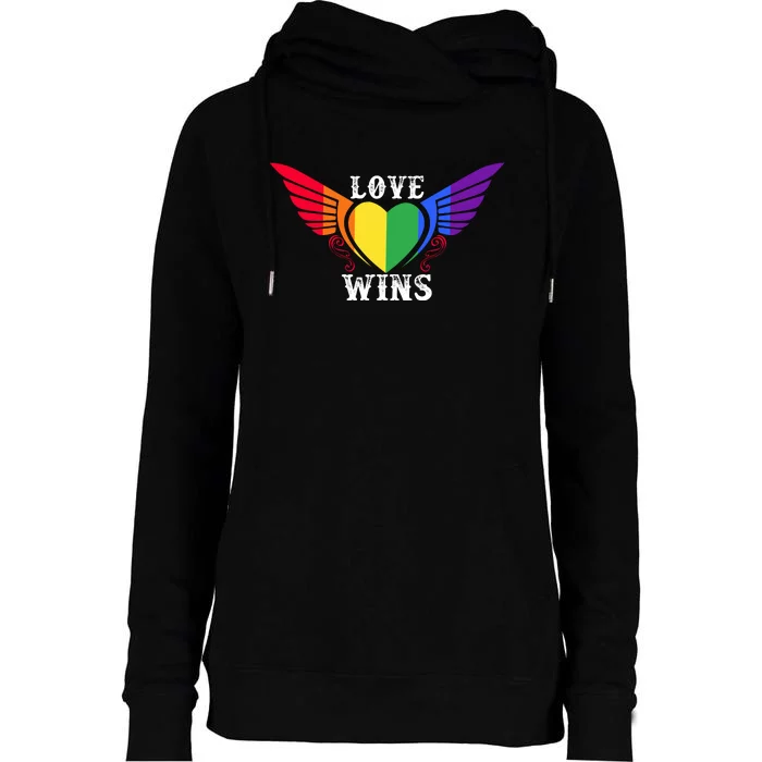 Love Wins Lgbt Pride Motif Womens Funnel Neck Pullover Hood