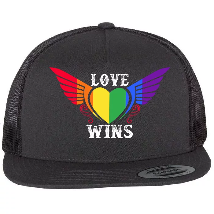 Love Wins Lgbt Pride Motif Flat Bill Trucker Hat