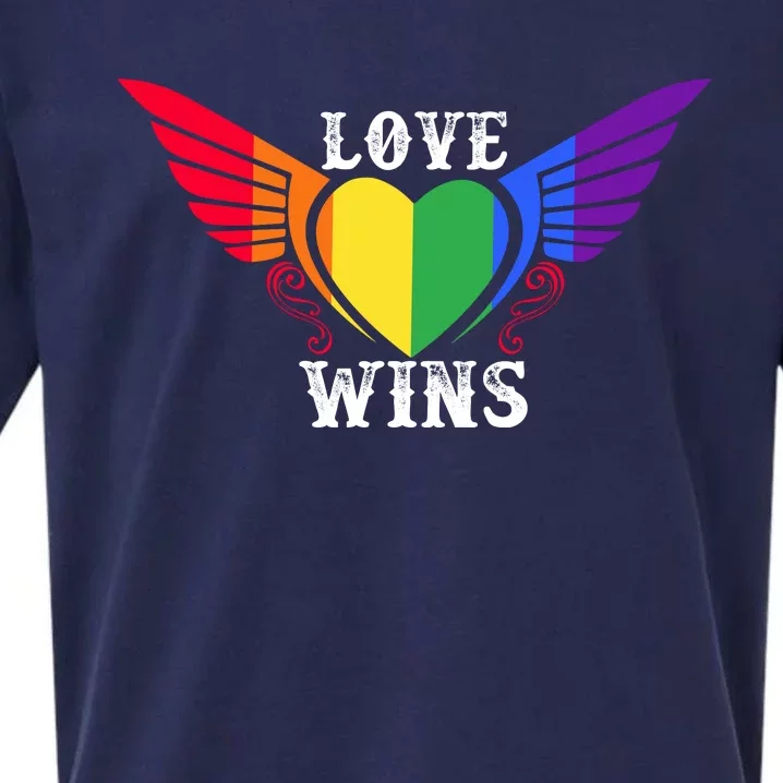 Love Wins Lgbt Pride Motif Sueded Cloud Jersey T-Shirt