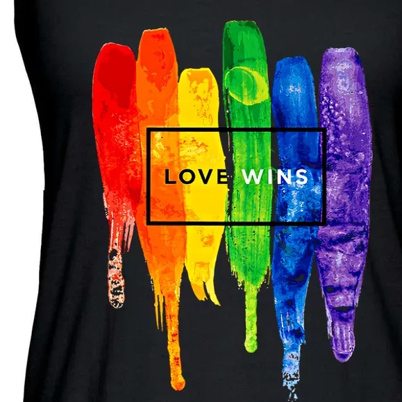 Love Wins LGBTQ Love Is Love Pride Rainbow LGBT Western Pride Ladies Essential Flowy Tank