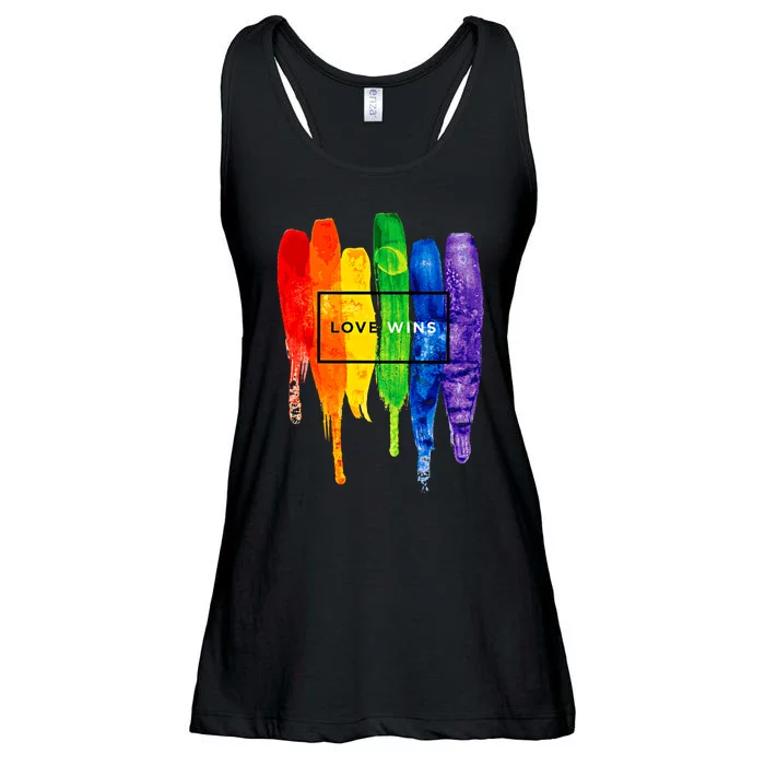 Love Wins LGBTQ Love Is Love Pride Rainbow LGBT Western Pride Ladies Essential Flowy Tank