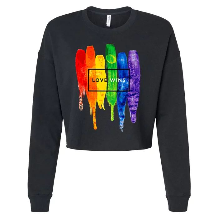 Love Wins LGBTQ Love Is Love Pride Rainbow LGBT Western Pride Cropped Pullover Crew