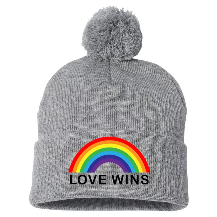 Love Wins Lgbtq Pride Month Rainbow Pom Pom 12in Knit Beanie