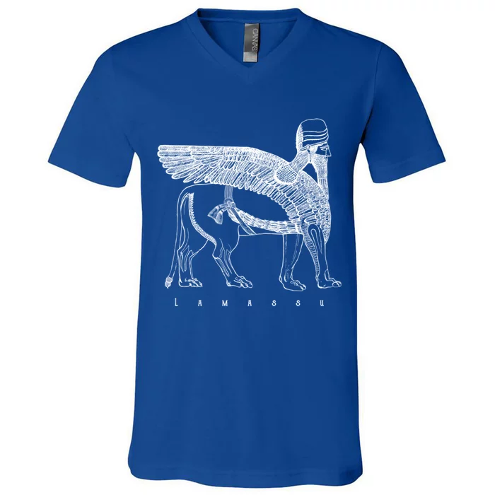 Lamassu Winged Lion Assyrian Sumerian Mesopotamia Gift V-Neck T-Shirt