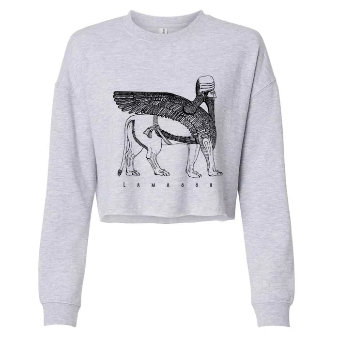 Lamassu Winged Lion Assyrian Sumerian Mesopotamia Gift Cropped Pullover Crew