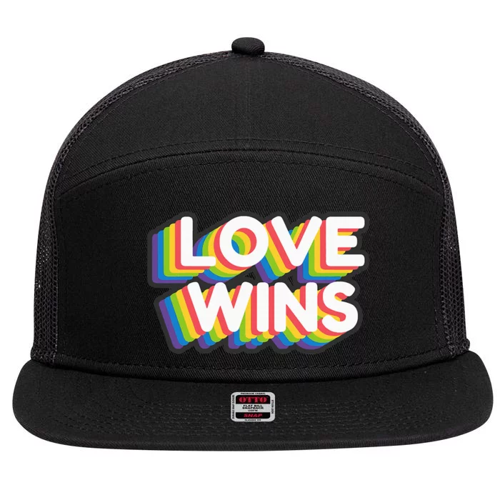 Love Wins 7 Panel Mesh Trucker Snapback Hat