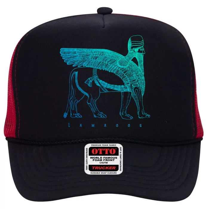 Lamassu Winged Lion Assyrian Sumerian Mesopotamia Gift High Crown Mesh Trucker Hat