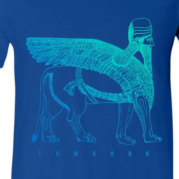 Lamassu Winged Lion Assyrian Sumerian Mesopotamia Gift V-Neck T-Shirt