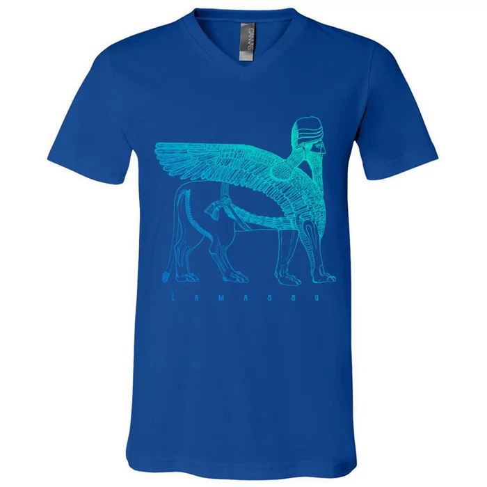 Lamassu Winged Lion Assyrian Sumerian Mesopotamia Gift V-Neck T-Shirt