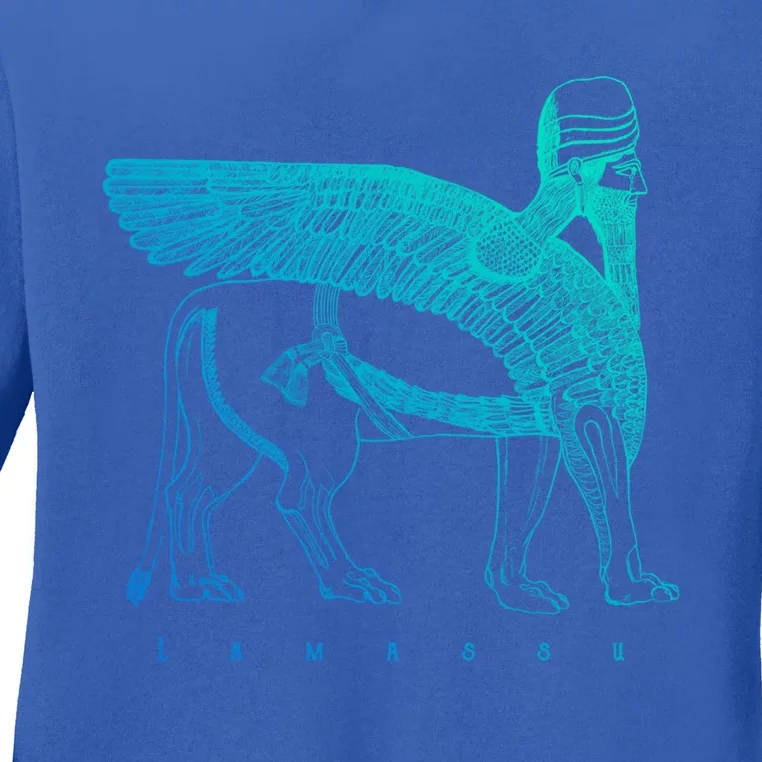 Lamassu Winged Lion Assyrian Sumerian Mesopotamia Gift Ladies Long Sleeve Shirt