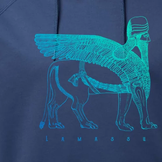 Lamassu Winged Lion Assyrian Sumerian Mesopotamia Gift Performance Fleece Hoodie