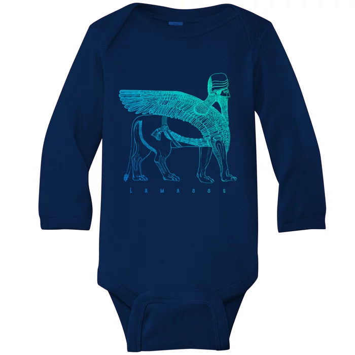 Lamassu Winged Lion Assyrian Sumerian Mesopotamia Gift Baby Long Sleeve Bodysuit