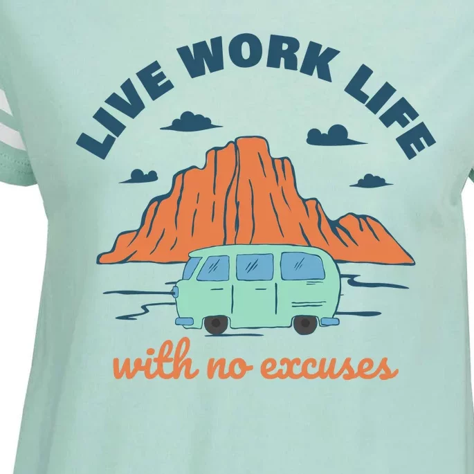 Live Work Life With No Excuses Enza Ladies Jersey Football T-Shirt