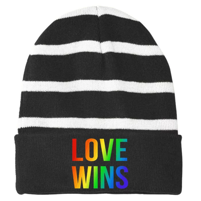 LOVE WINS Striped Beanie with Solid Band