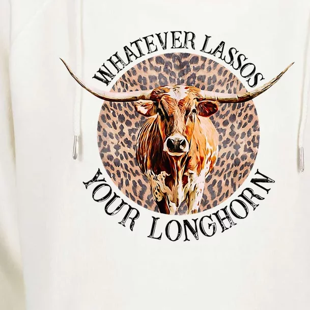 Leopard Whatever Lassos Your Longhorn Bull Riding Rodeo Womens Funnel Neck Pullover Hood