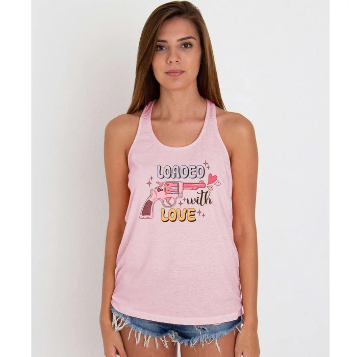 Loaded With Love Funny Valentines Day Women's Knotted Racerback Tank