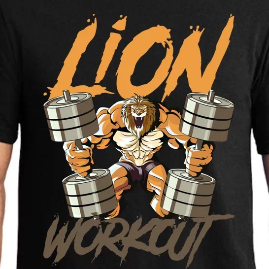 Lion Workout Lifting Weights Beast Muscle Fitness Gym Animal Cool Gift Pajama Set