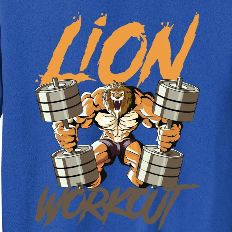 Lion Workout Lifting Weights Beast Muscle Fitness Gym Animal Cool Gift Sweatshirt