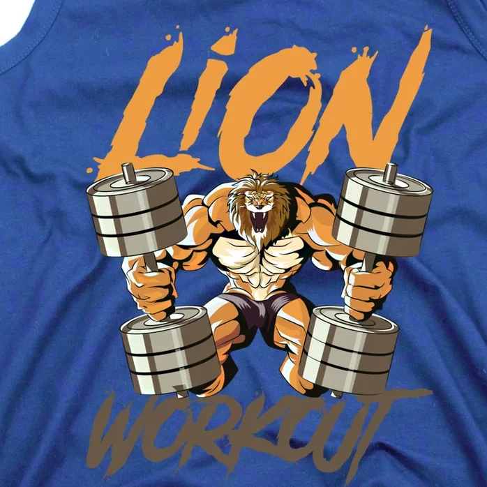 Lion Workout Lifting Weights Beast Muscle Fitness Gym Animal Cool Gift Tank Top