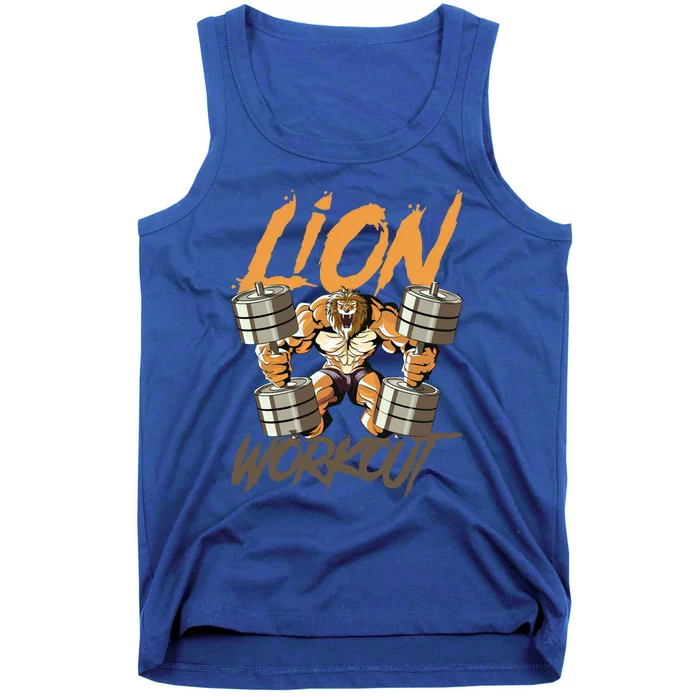 Lion Workout Lifting Weights Beast Muscle Fitness Gym Animal Cool Gift Tank Top