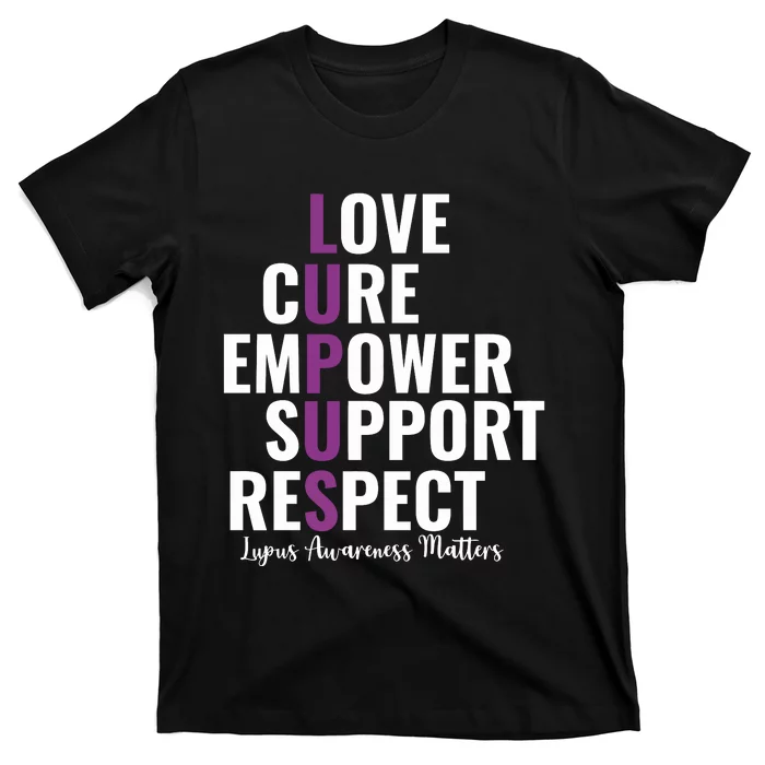 Lupus Warrior Love Cure Empower Support Respect T-Shirt