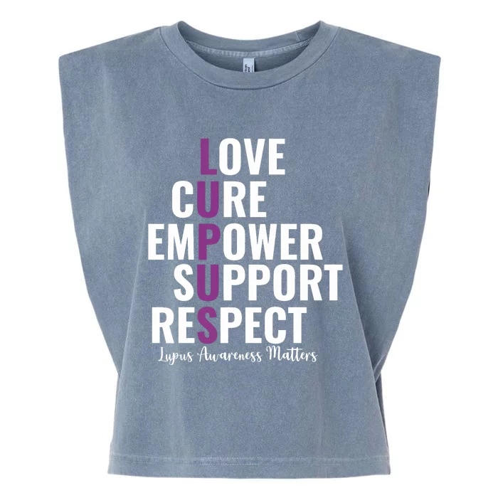 Lupus Warrior Love Cure Empower Support Respect Garment-Dyed Women's Muscle Tee