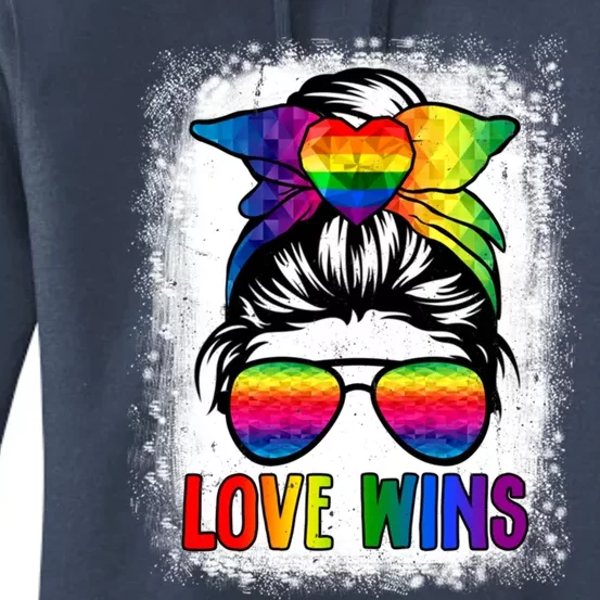 Love Wins Messy Bun Lgbt Gay Pride Rainbow Lgbt Awareness Gift Women's Pullover Hoodie