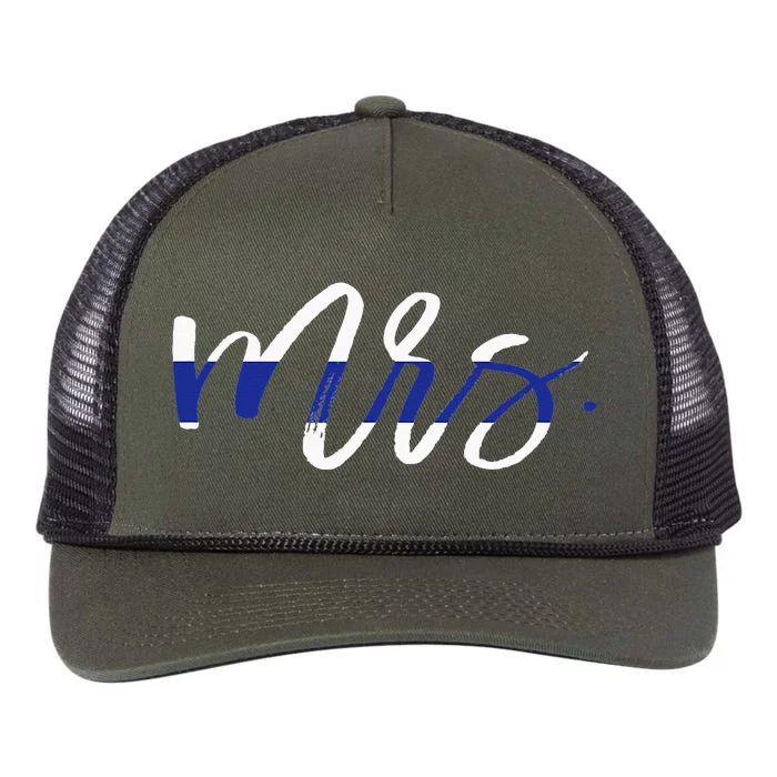 Leo Wife Mrs. Thin Blue Line Law Enforcement Retro Rope Trucker Hat Cap