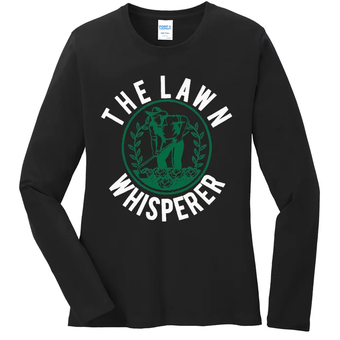 Lawn Whisperer Mowing Gift Landscaping Gardener Ladies Long Sleeve Shirt