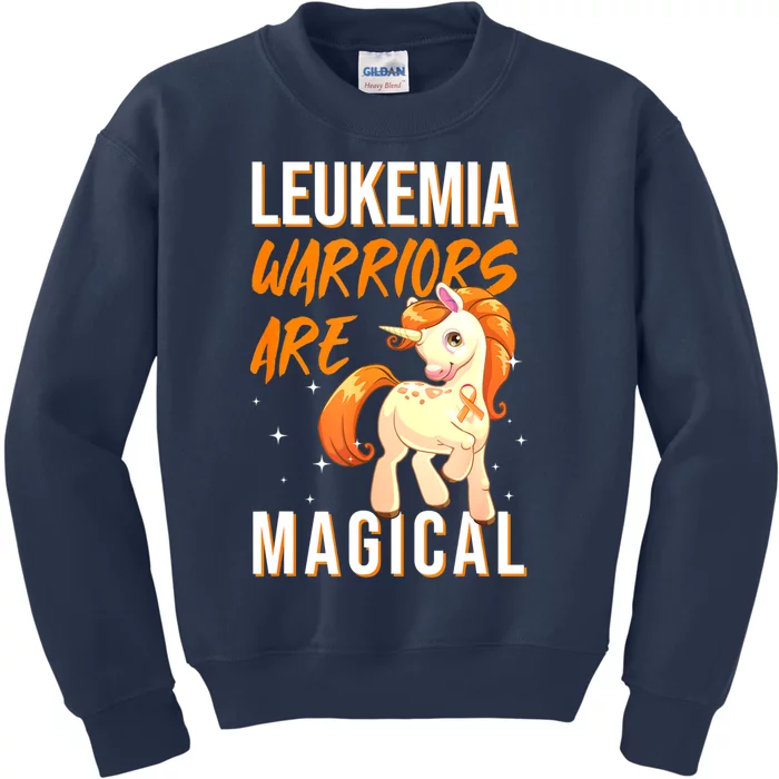 Leukemia Warrior Magical Unicorn Orange Ribbon Hematologist Kids Sweatshirt