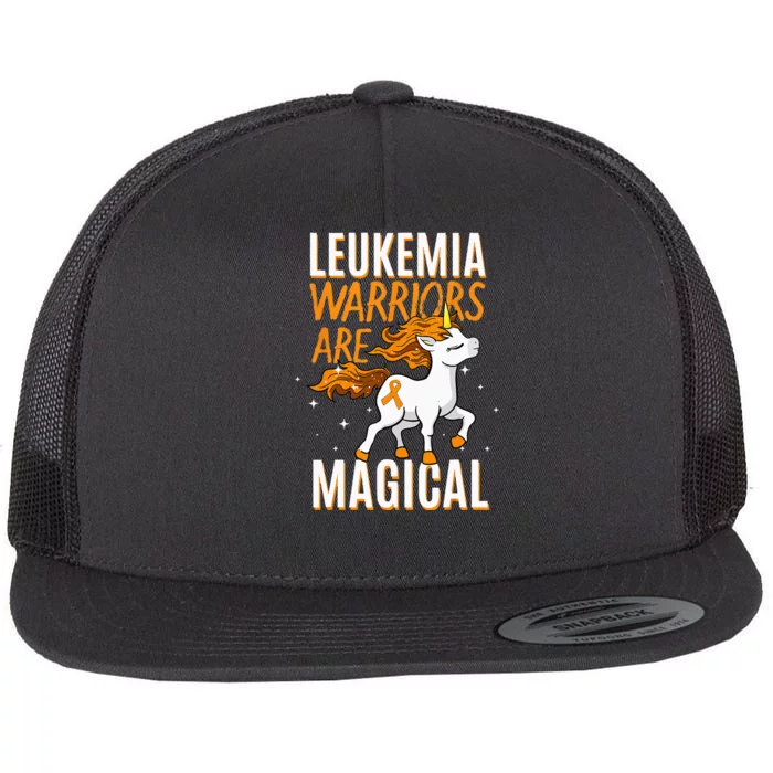 Leukemia Warrior Magical Unicorn Orange Ribbon Hematologist Flat Bill Trucker Hat