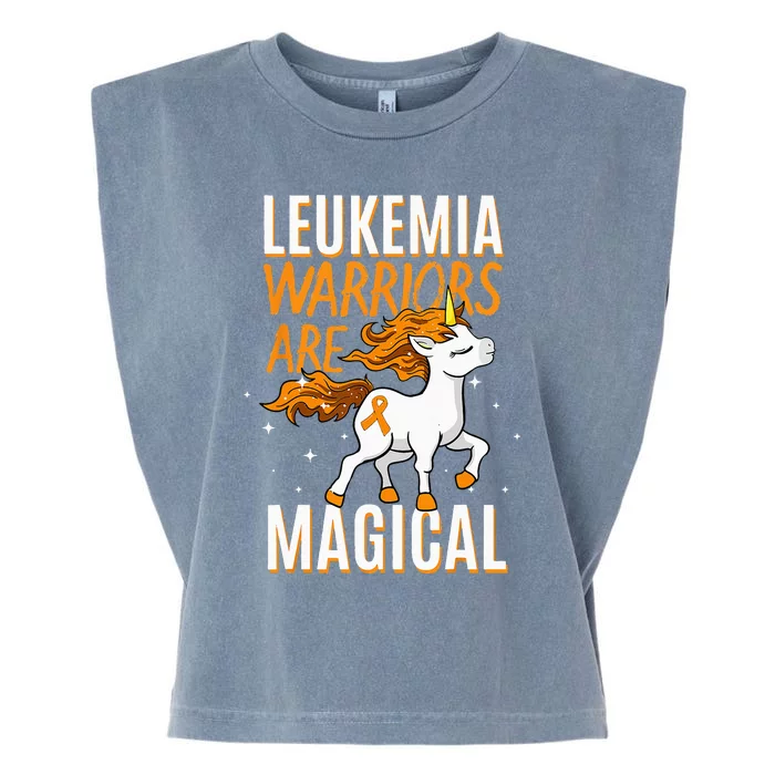 Leukemia Warrior Magical Unicorn Orange Ribbon Hematologist Garment-Dyed Women's Muscle Tee