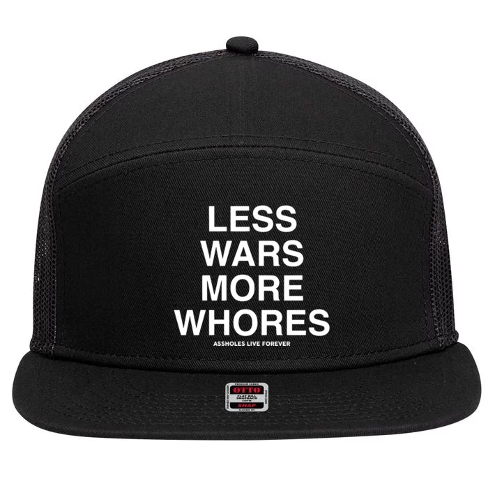 Less Wars More Whores 7 Panel Mesh Trucker Snapback Hat