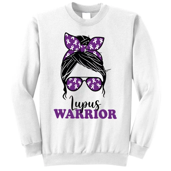 Lupus Warrior Messy Bun Woman Lupus Awareness Sweatshirt