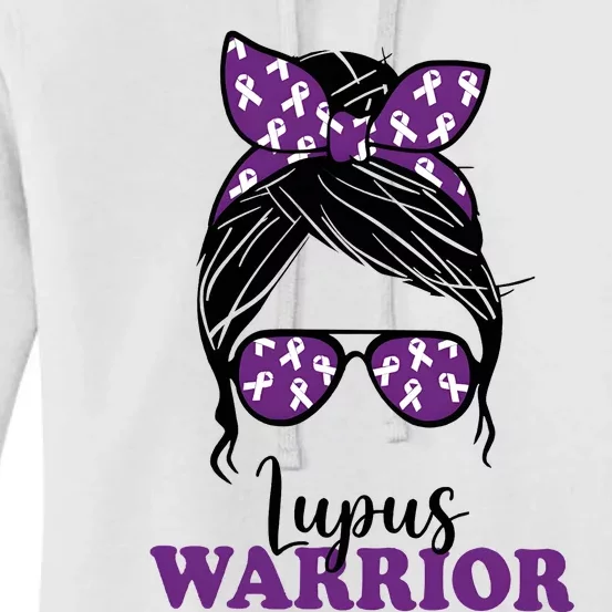 Lupus Warrior Messy Bun Woman Lupus Awareness Women's Pullover Hoodie