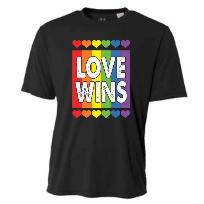 Love Wins Marriage LGBT Pride Rainbow Flag Pride Month Gift Cooling Performance Crew T-Shirt