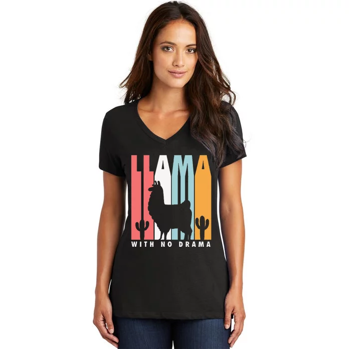 Llama With No Drama No Drama Llama Women's V-Neck T-Shirt