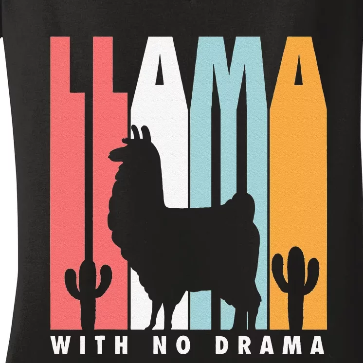 Llama With No Drama No Drama Llama Women's V-Neck T-Shirt